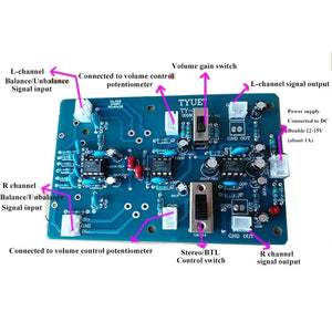Dual Channel Balanced Input Board Stereo Gain Input BTL Bridging Preamplifier Board with Imported 2068D Op Amp