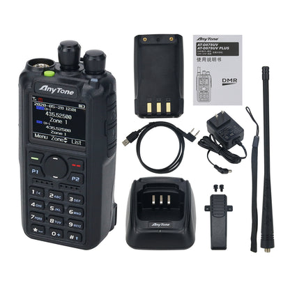 Anytone AT-D878UV Walkie Talkie DMR Radio Analog Digital APRS GPS Intercom w/ Charger 2pcs Batteries