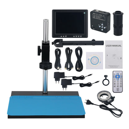 HAYEAR Digital Microscope Set w/ 1080P 48MP FHD Camera 150X Lens 56-LED Light 8&quot; LCD for Phone PCB