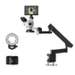 HY-7050FLA-1090 3.5X-50X Zoom Stereo Trinocular Microscope Clamp Folding Extension Base with 10-inch Microscope Camera