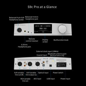 Aune S9C (Silver) 5W Headphone Amplifier DAC for Balanced XLR 4.4MM and Sing-Ended 6.35MM Headphones