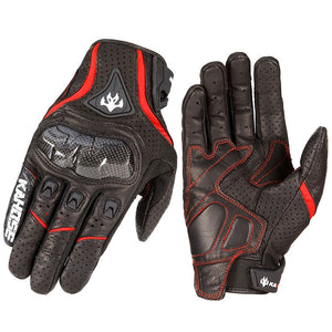 Simplayer Red Racing Gloves Men Sheepskin Gloves w/ Carbon Fiber Protective Shell for Touch Screen