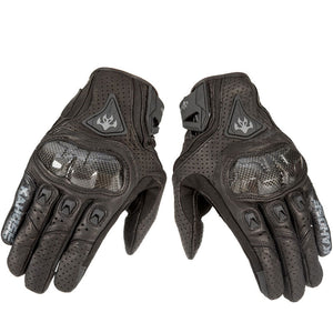 Simplayer Black Racing Gloves Men Sheepskin Gloves w/ Carbon Fiber Protective Shell for Touch Screen