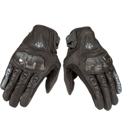 Simplayer Black Racing Gloves Men Sheepskin Gloves w/ Carbon Fiber Protective Shell for Touch Screen