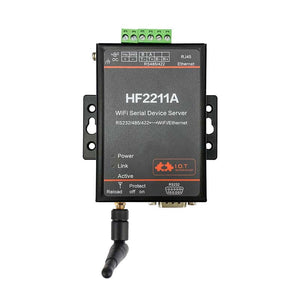 HF2211A Single Port WiFi Serial Server RS485/232/422 to WiFi/Ethernet Communication Module with Rubber Rod Antenna