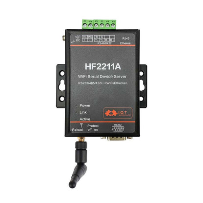 HF2211A Single Port WiFi Serial Server RS485/232/422 to WiFi/Ethernet Communication Module with Rubber Rod Antenna