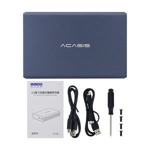 Acasis EC-7252 2.5" Hard Drive Case 2 Bay HDD Enclosure w/ 4 RAID Modes for 12TB &amp; 2.5" SATA HHD SSD