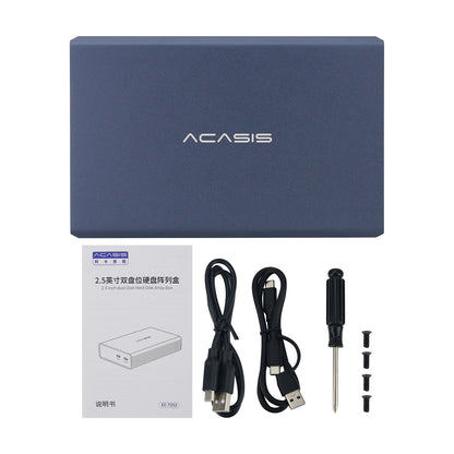 Acasis EC-7252 2.5" Hard Drive Case 2 Bay HDD Enclosure w/ 4 RAID Modes for 12TB &amp; 2.5" SATA HHD SSD