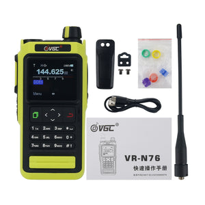 Fluorescent Green VR-N76 Portable Handheld Walkie Talkie UV Dualband IP67 Waterproof Outdoor Radio Bluetooth GPS Positioning