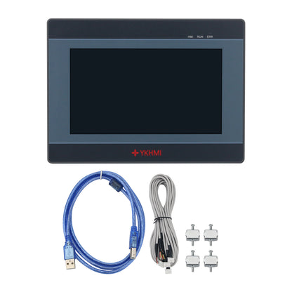 YKHMI MM-40MR-12MT-700-FX-A All in One PLC HMI Programmable Logic Controller with 7&quot; Touch Screen