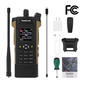 HAMGEEK APX-8000 12W VHF UHF Walkie Talkie Dual Band Radio (Brown) Duplex Mode + Programming Cable