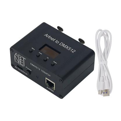 ARTNET to DMX512 Controller 2-Port Mini Ethernet to DMX Adapter 1024-Channel 5V DC500mA Ethernet Converter