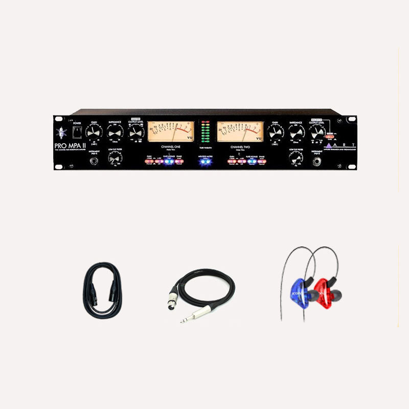 ART Pro MPA-II Dual Channel Electronic Tube Microphone Amplifier Professional Mic Amplifier with 2 VU Meters