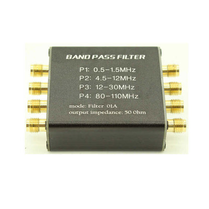 Malachite Radio Pre-filter 0.5-1.5MHz/4.5-12MHz/12-30MHz/80-110MHz BPF 50ohms Bandpass Filter with SMA Female Connector