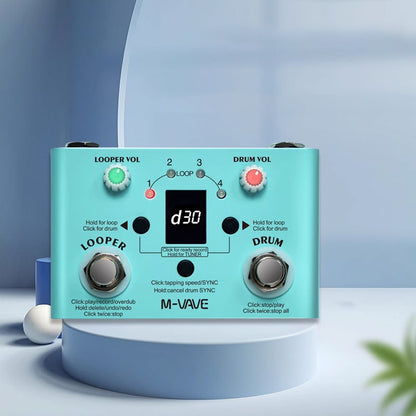M-VAVE Lost Tempo V2 Looper &amp; Drum Machine Pedal &amp; Tuner for 4 Loops &amp; 11 Minutes Recording Time