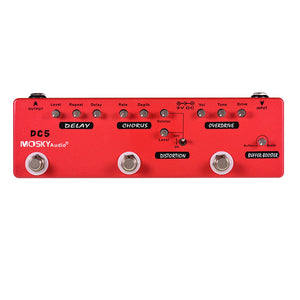 MOSKYAudio DC5 5-in-1 Multi Effects Pedal (Delay/Chorus/Overdrive/Distortion/Buffer-Booster)