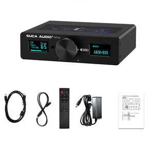 SUCA AUDIO DAC-Q11 Dual-core Audio Decoder ESS9038+AK4493 Hifi DAC with Two OLED Screens for DSD256