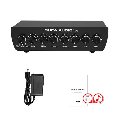 SUCA AUDIO EA7 7-Band Preamp Equalizer EQ for Home Power Amplifiers Speakers Decoders &amp; Audio Mixers