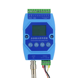 PH EC Temp Meter PH and EC Meter Water Quality Online Sensor w/ Screen and DIN Rail Module Enclosure