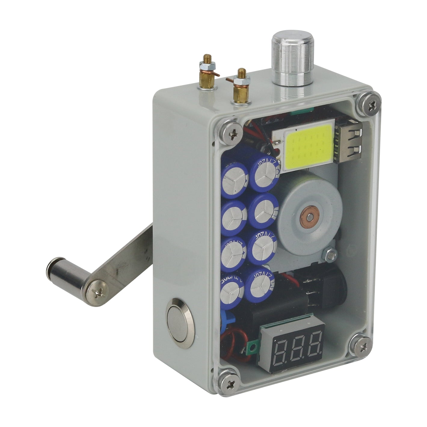 6V Hand Generator Outdoor Hand Crank Generator w/ 8 Capacitors for Lighting Ignition and USB Charging