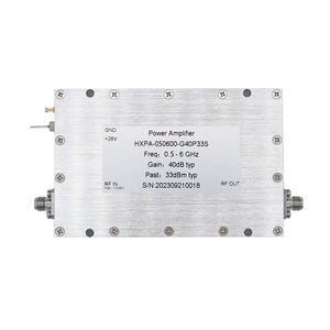 HXPA-050600-G40P33S 0.5-6GHz 2W Power Amplifier Power Amp with 40dB Gain and Stainless Steel SMA