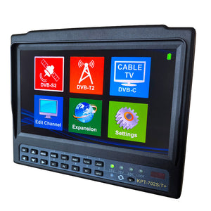 KPT-702S/T+ 7” IPS Portable Combo Satellite Finder (S2+T2+C) with Spectrum Analysis &amp; HD &amp; CCTV Monitor