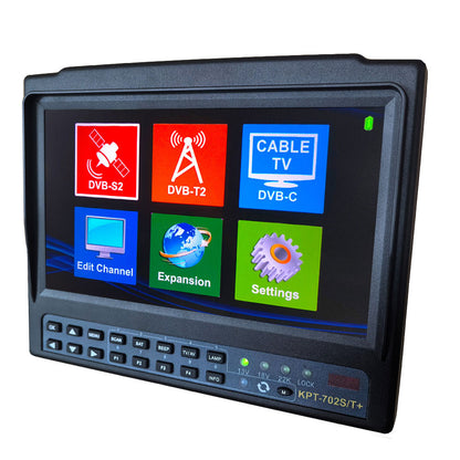 KPT-702S/T+ 7” IPS Portable Combo Satellite Finder (S2+T2+C) with Spectrum Analysis &amp; HD &amp; CCTV Monitor