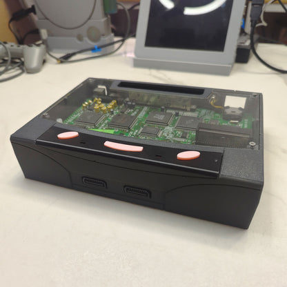 3D Printed Mini Game Console Saturn Game Console with 2 Lights (3 Pink Buttons) for SAROO HDLoader