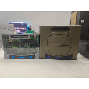 3D Printed Mini Game Console Saturn Game Console w/ 2 Lights (3 Blue Buttons) for SAROO HDLoader