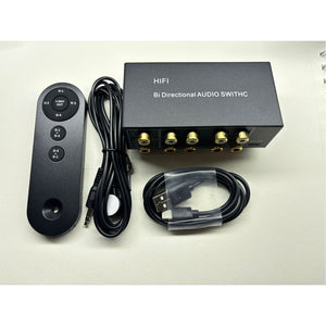 HiFi Bi-directional Lossless Audio Signal Switch Stereo RCA 4-IN 1-OUT/1-IN 4-OUT Support Remote Control