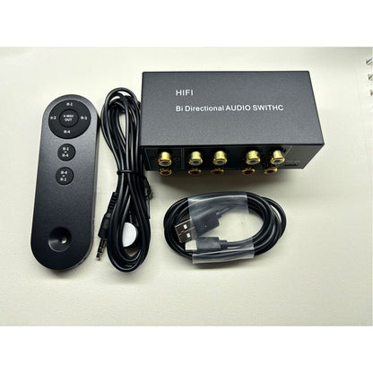 HiFi Bi-directional Lossless Audio Signal Switch Stereo RCA 4-IN 1-OUT/1-IN 4-OUT Support Remote Control
