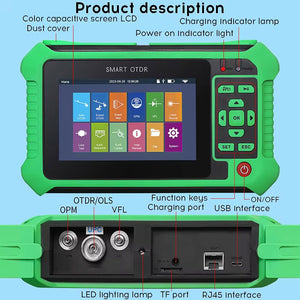 AUA-516A 1610nm APC Connector Multifunctional Smart OTDR Optical Time Domain Reflectometer Support Active Fiber Test
