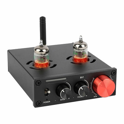 BX1 Hifi Bluetooth Tube Preamplifier Tube Preamp (Black) w/ GE5654W Tubes for Amps &amp; Active Speakers