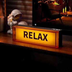 3.6W 6500K LED Lamp Sign Ambient Light Desktop Ornament Gift (RELAX-Orange Shade) for Family Friends