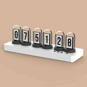MiniIPS 6 Digit Clock Pseudo Glow Tube Clock Multifunction Alarm Clock (White) w/ Color IPS Screen