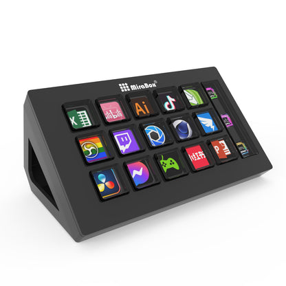 MiraBox MBOX 293S Stream Deck Visual Keyboard (Black) w/ 15 LCD Keys &amp; LCD Window for Live Streaming
