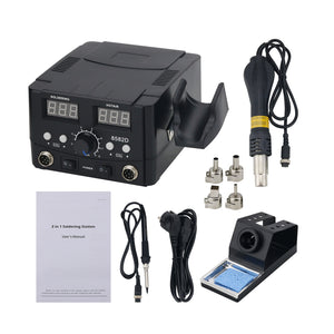 8582D 750W 2 in 1 Hot Air Gun &amp; Soldering Iron Station with Digital Display Support Automatic Sleep