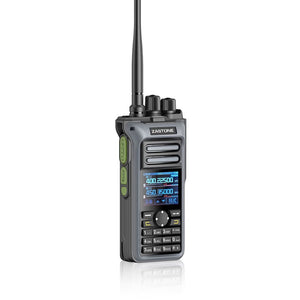 Grey M10 Multi-band 10W High Power Handheld Walkie Talkie FM AM Receiving Support PTT ID Identification with 1.77-inch LCD
