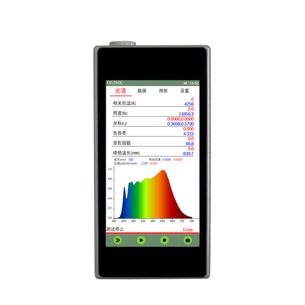 HA350C 380-780nm Handheld Spectral Color Illuminometer LED Lux Spectrometer with 5.0-inch IPS LCD Touch Screen
