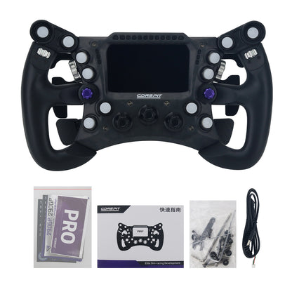 CONSPIT 290GP 290mm/11.4&quot; Formula Racing Wheel Steering Wheel with Carbon Fiber Panel &amp; 4.3&quot; LCD