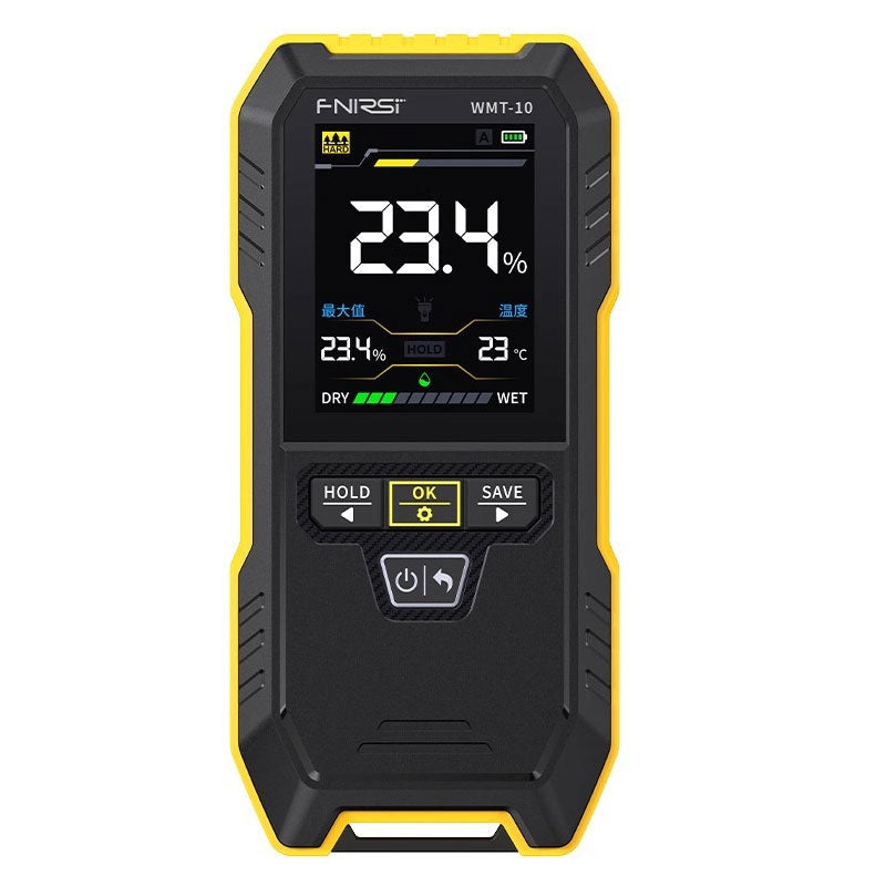 FNIRSI WMT-10 Electronic Moisture Meter Wood/Wall Moisture and Humidity Detector with 2.4-inch TFT Color Screen