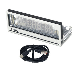 VCK0658AL VFD Clock Vacuum Fluorescent Display WiFi Clock USB Power Supply with Frosted Aluminum and Acrylic Shell