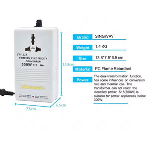SW-S15 AC220V to 110V/AC110V to 220V Bidirectional 500W Voltage Transformer Electricity Converter for SINGWAY