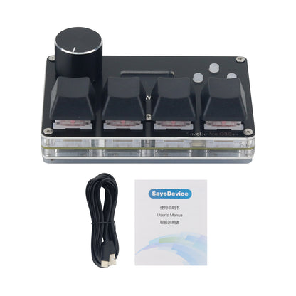 Black 4-Key O3C++ OSU Rapid Trigger Custom Keyboard Hall Magnetic Axis Gaming Keyboard with 0.96-inch IPS Screen