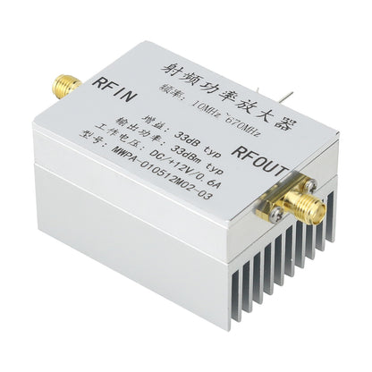 10MHz-670MHz 2W Wideband RF Power Amplifier with Heat Dissipation Module for HF FM VHF UHF Modulation Transmission
