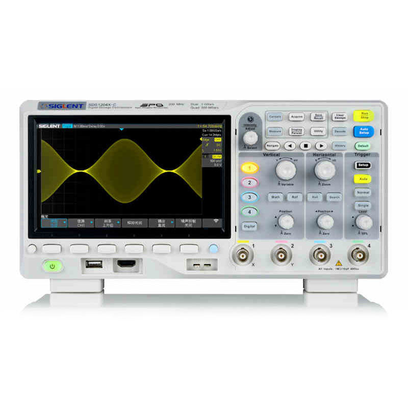 Siglent SDS1204X-C 4-Channel 200MHz Bandwidth Super Phosphor Digital Oscilloscope with 7-inch LCD Screen