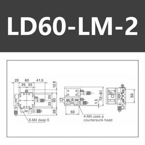LD60-LM-2 XYZ Axis Three-dimensional Trimming Platform High Precision Manual Sliding Table Horizontal Lifting