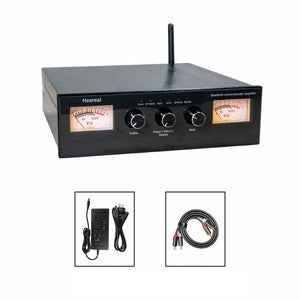 Heareal G4 Bluetooth Power Amplifier HiFi Stereo Double VU Meter Amplifier with Power Adapter and 2xRCA to 2xRCA Adapter Cable