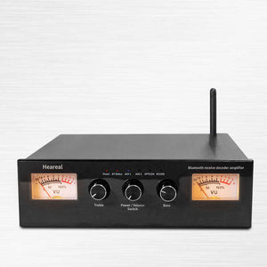 Heareal G4 Bluetooth Power Amplifier HiFi Stereo Double VU Meter Amplifier with Power Adapter and Coaxial Cable