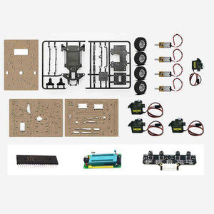2-Mode Smart Car Kit Robot Car (Differential + Ackerman Modes) + 3DOF Robot Arm + 51 System Board
